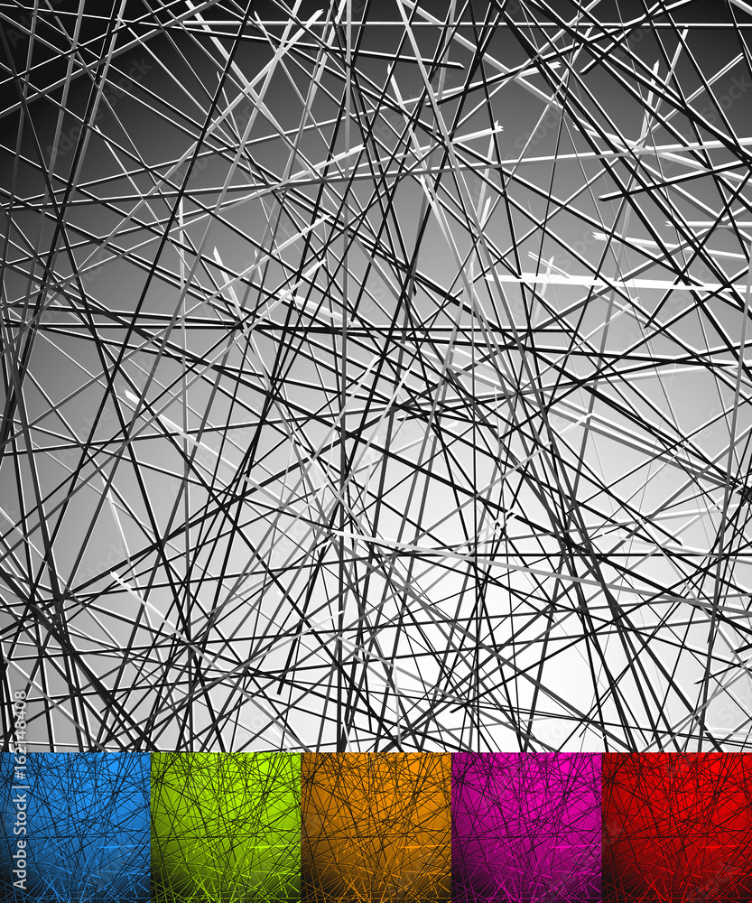 Poster chaotic dynamic lines abstract digital art. dynamic stripes geometric texture