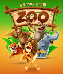zoo vector illustration - obrazy, fototapety, plakaty