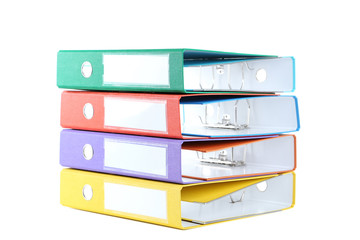 Colorful office folders isolated on a white