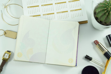 Blank notebook page business women concept, calendar 2018 year