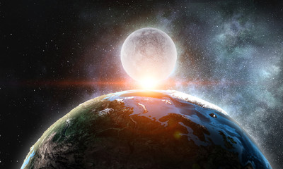 Fototapeta na wymiar Moon and Earth planet