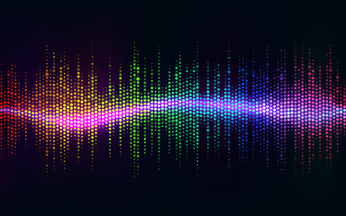 Abstract Sound Wave Background.Digital energy sound music equalizer with colored rainbow lights backdrop.Vector illustration EPS 10