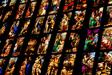 Stained glass in Milan, Italy