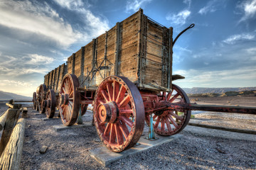 Fototapeta na wymiar Old Mule Wagon Train in Death Valley
