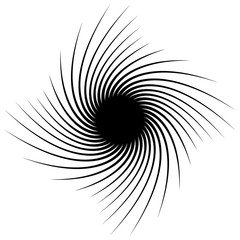 Okrągły element geometryczny szprych promieniowych, linie. Abstrakcjonistyczna czarny i biały ilustracja. Geometryczny motyw koła, okrągła mandala (sylwetka, wersja konturowa) - 162152809