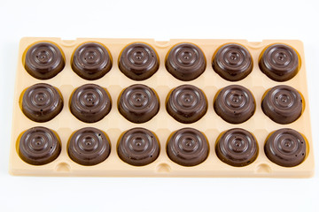 Chocolates box isolated on white background.  / Chocolate in a gift box isolated on white.