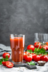 Tomato juice and fresh tomatoes