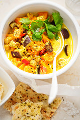 Aga saga curry with butternut, aubergine chickpeas