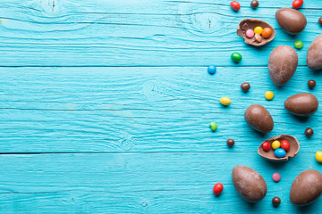 Halves of chocolate eggs, sweets