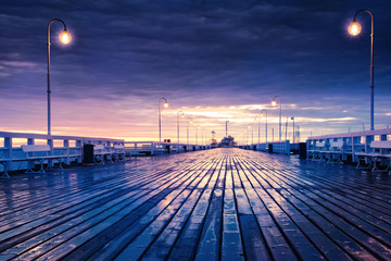 Fototapeta premium Sopot jetty at night. Pomerania; Poland.