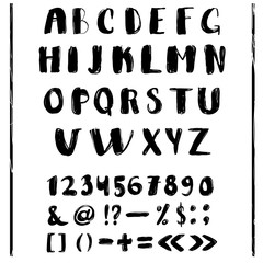 Black and white hand lettering alphabet design handwritten brush script modern calligraphy