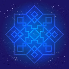 Sacral geometry figure in cosmic sky