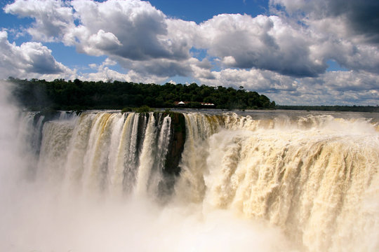 Iguazu Falls on the border between Argentina and Brazil in South America