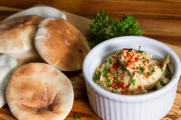 hummus topped with paprika
