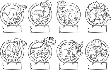 Cartoon funny dinosaurs, set of images © fargon