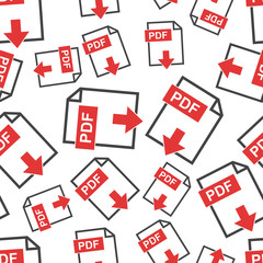 PDF file download seamless pattern background icon. Flat vector illustration. PDF sign symbol pattern.