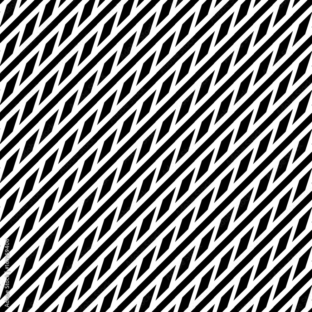 Poster Black and white seamless geometric pattern. Repeatable texture / background with array, structure of shapes