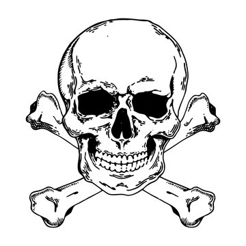 Jolly Roger engraving style vector