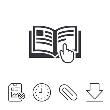 open book with finger pointing clip art preview