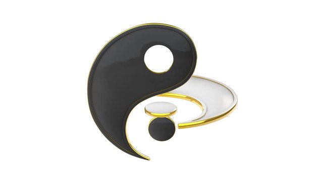 Yin Yang (constant struggle of two opposites). Eastern culture and philosophy. Alpha channel is included.  Seamless Looping, cyclical 3D animation. 