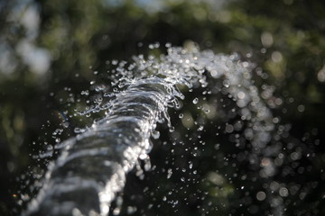 The stream of water in slow motion