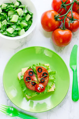 Ladybug sandwich healthy snack for kids