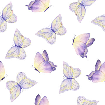 Watercolor butterfly seamless pattern