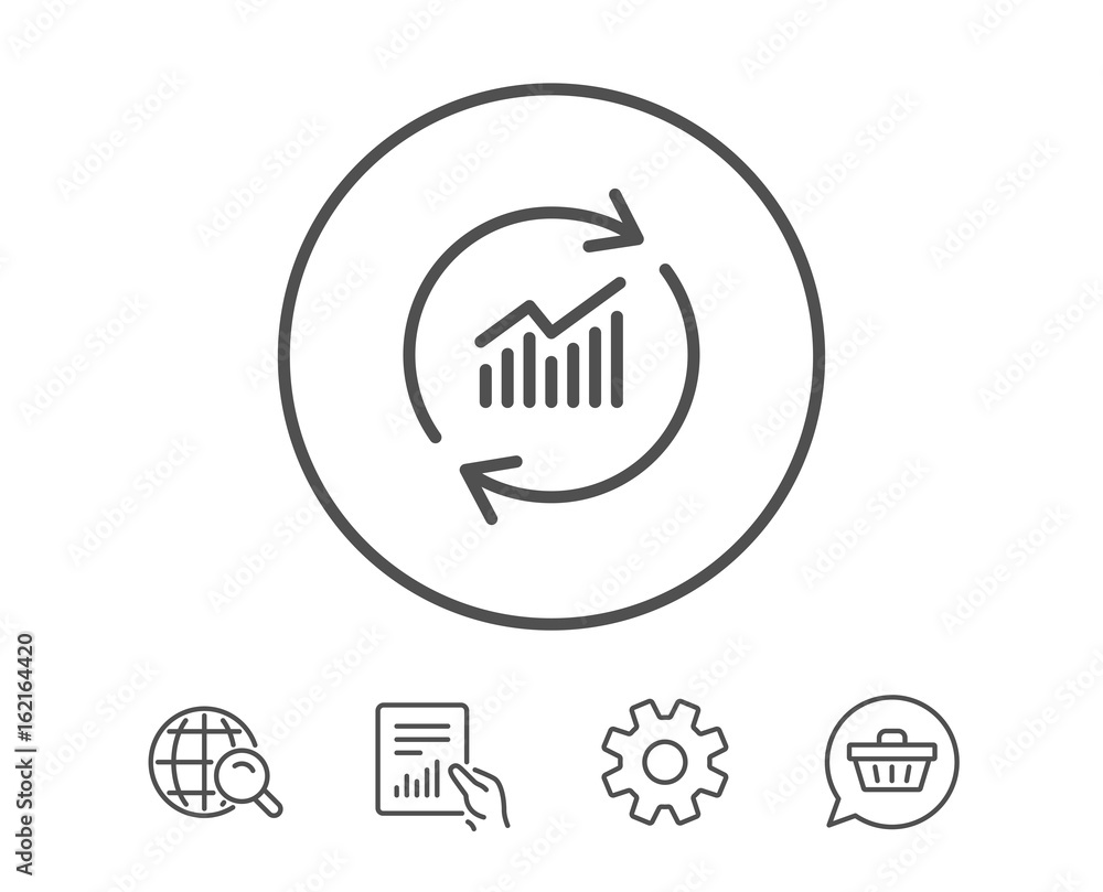 Poster chart line icon. update report graph or sales growth sign. analysis and statistics data symbol. hold