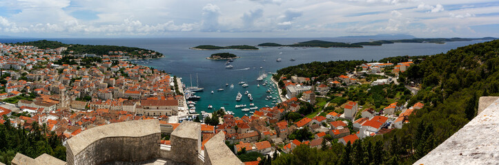 Panorama of Hvar Town & Paklinski Islands seen from Hvar's Citadel, Croatia