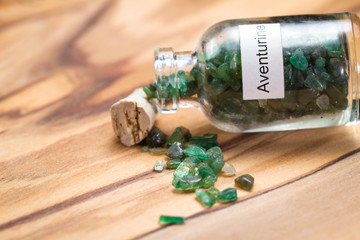 green aventurine in a jar