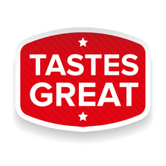 Tastes Great sticker vector