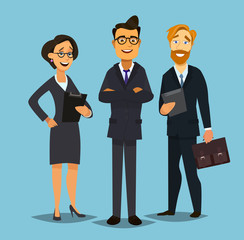 business team, businesspeople group walking at modern bright office interior