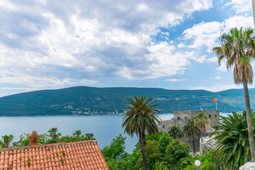 Fototapeta na wymiar Scenic view from the walls of the old town. Herceg Novi, Montenegro.