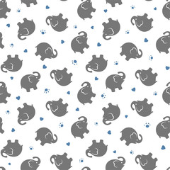 Cute Elephant Seamless Pattern Vector