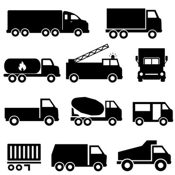 Trucks and transportation icon set