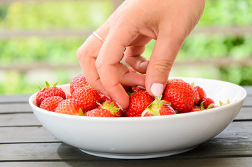 Strawberries on a white plate