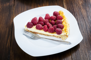 cake with raspberries