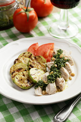 Chicken breast with Pesto sauce and vegetables
