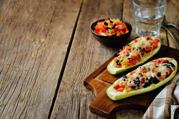 Black beans vegetables stuffed zucchini