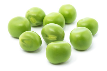 Green peas isolated on the white background