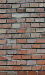 Red brick wall background, vertical view