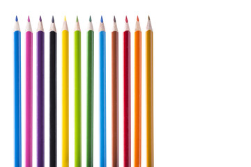 Pencils 12 pieces of bright colors on a white background