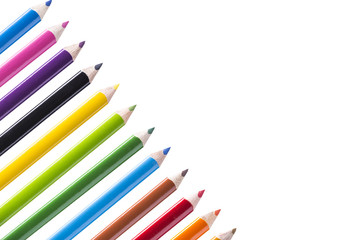 Pencils 12 pieces of bright colors on a white background