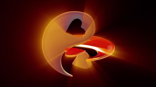 Yin Yang (the symbol of eternal love, mutual penetration). Eastern culture and philosophy. Valentine's Day. Seamless Looping, cyclical 3D animation. 