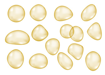 Realistic transparent  glossy gold  bubbles.