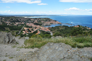 Fototapeta na wymiar Collioure, pyrénées orientales, roussillon, occitanie, France : vue depuis le fort Saint-Elme