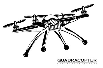  quadrocopter. .monochrome vector illustration.