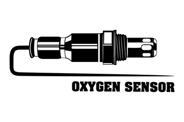 oxygen sensor engine car. monochrome vector illustration.