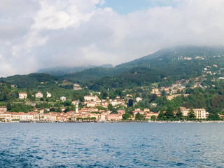 Menaggio, Italy - august 25, 2015: Menaggio view with perspective and from the ferry landing stage