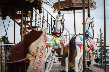 Old abandoned carousel horses